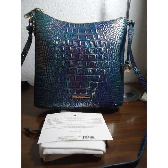 Soldout Brahmin DRAGON Metallic Blue Green Katie Crossbody Mel Leather N…